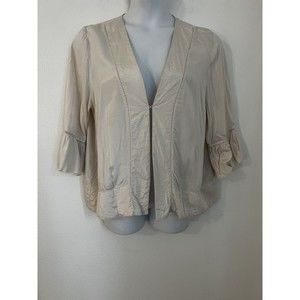 MORE & MORE Germany Women’s Blouse Top Beige Viscose Size 44 XL Bell Sleeve